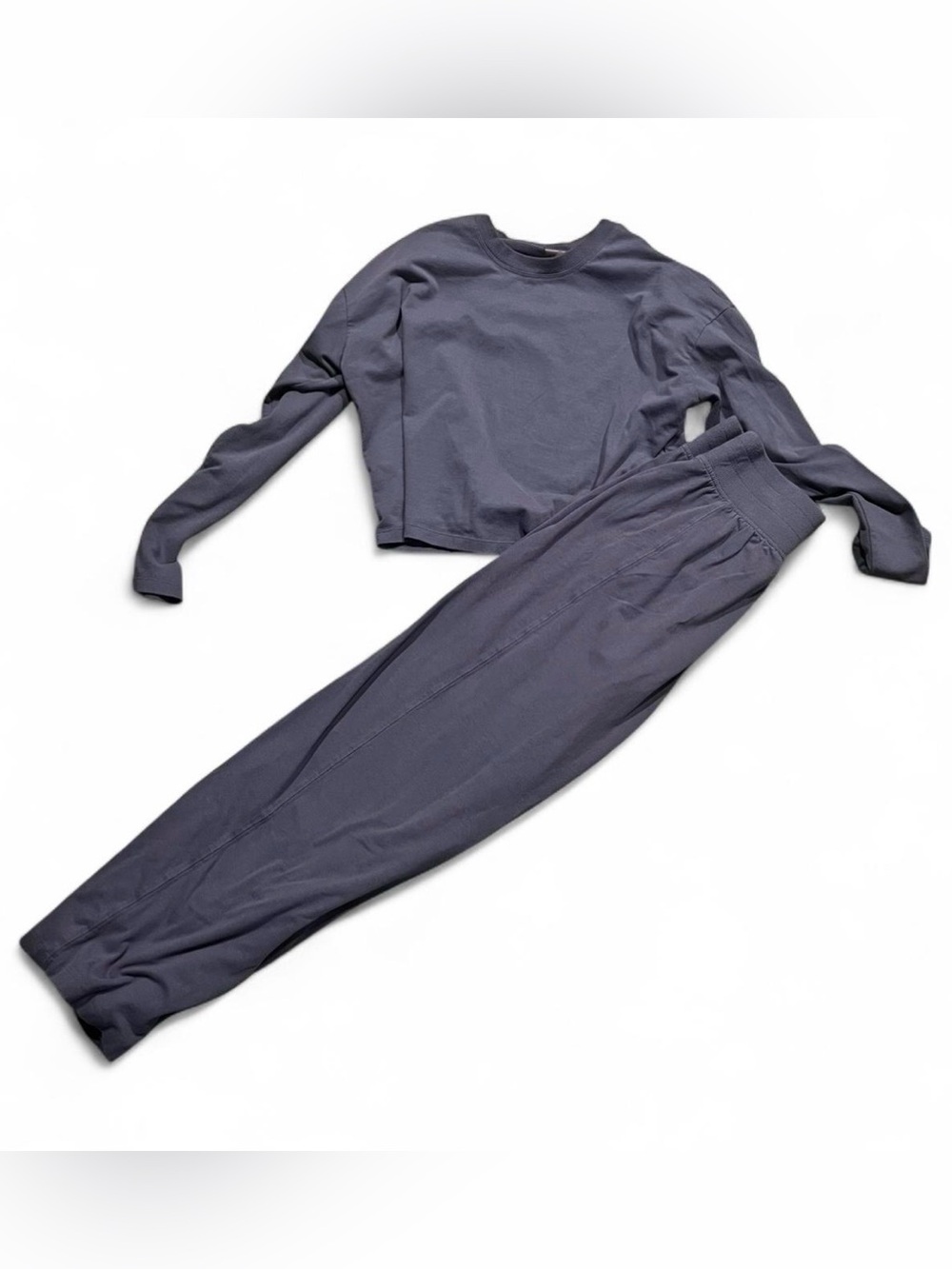 Casual Cropped long sleeved top & Elastic Waist wide leg pants #matching set